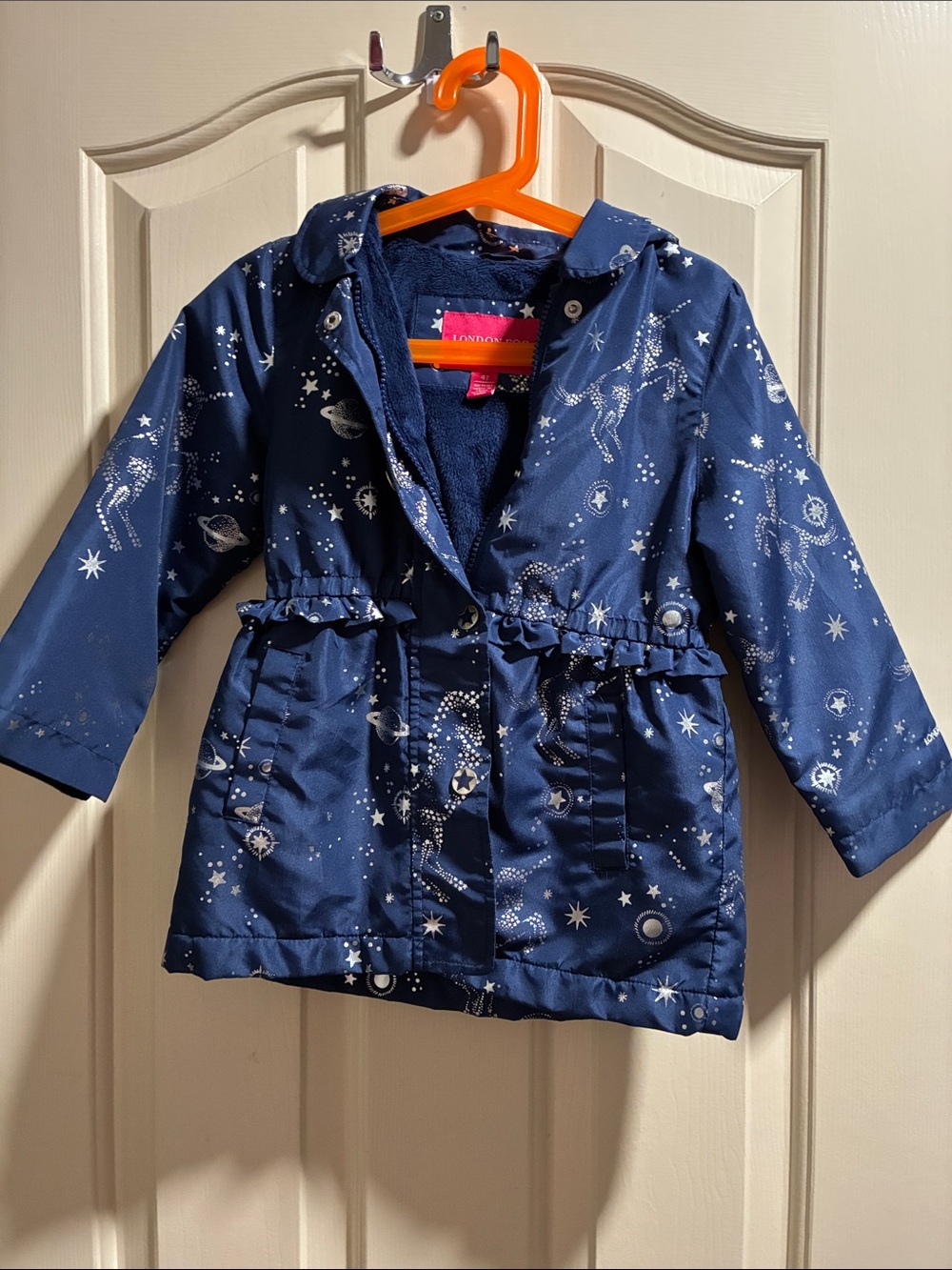 London Fog Navy Space-Print Raincoat with Hood